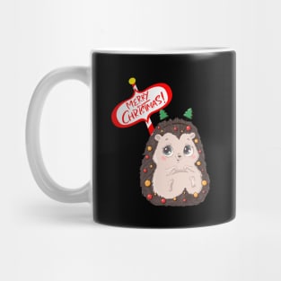 Merry Christmas 2022 with a Cute and Fluffy Hedgehog Mug